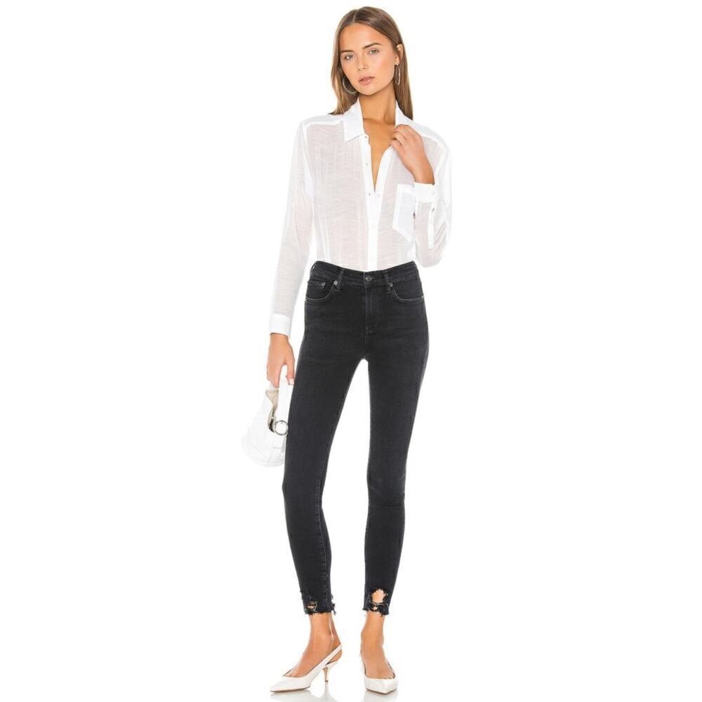 AGOLDE Sophie Mid Rise Skinny Ankle Jeans Black Size 26